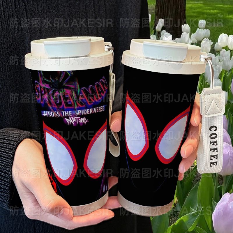蜘蛛侠创意个性保温杯不锈钢学生高颜值吸管双饮大容量咖啡水杯男