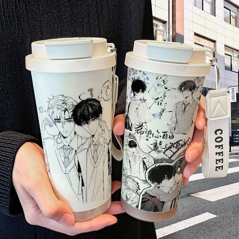 欲言难止周边创意保温杯不锈钢吸管双饮大容量咖啡水杯学生高颜值