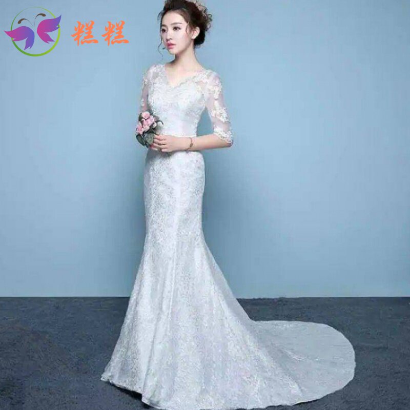 收腰鱼尾婚纱礼服新娘修身显瘦绑带一字肩婚纱中式简约长款复古在类目 女装/女士精品, 婚纱/旗袍/礼服, 礼服/晚装中 - 来自Buy2taobao.com提供专业的淘宝代购服务
