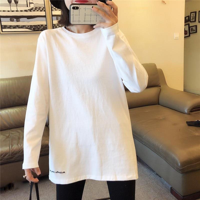 2019新款女装春秋季ins潮流长袖t恤女百搭宽松韩版白色打底衫上衣在类目 模玩/动漫/周边/cos/桌游, Cosplay服饰/道具/服务, Cosplay女装中 - 来自Buy2taobao.com提供专业的淘宝代购服务