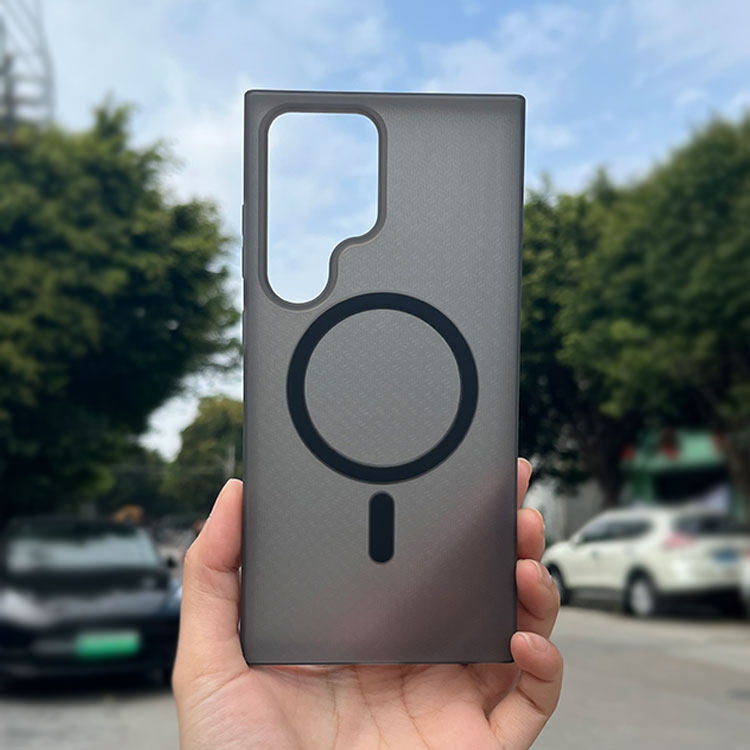 适用于三星S24Ultra手机壳磁吸款软壳MAGSAFE车载无线充电增强磁力背面纹理防滑防摔大孔