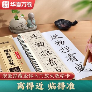 宋徽宗瘦金体毛笔临摹字卡近距离临摹字卡华夏万卷瘦金体名帖十一种米字格入门放大版夏日诗帖腊梅山禽图芙蓉锦鸡图瑞鹤图欲借风霜
