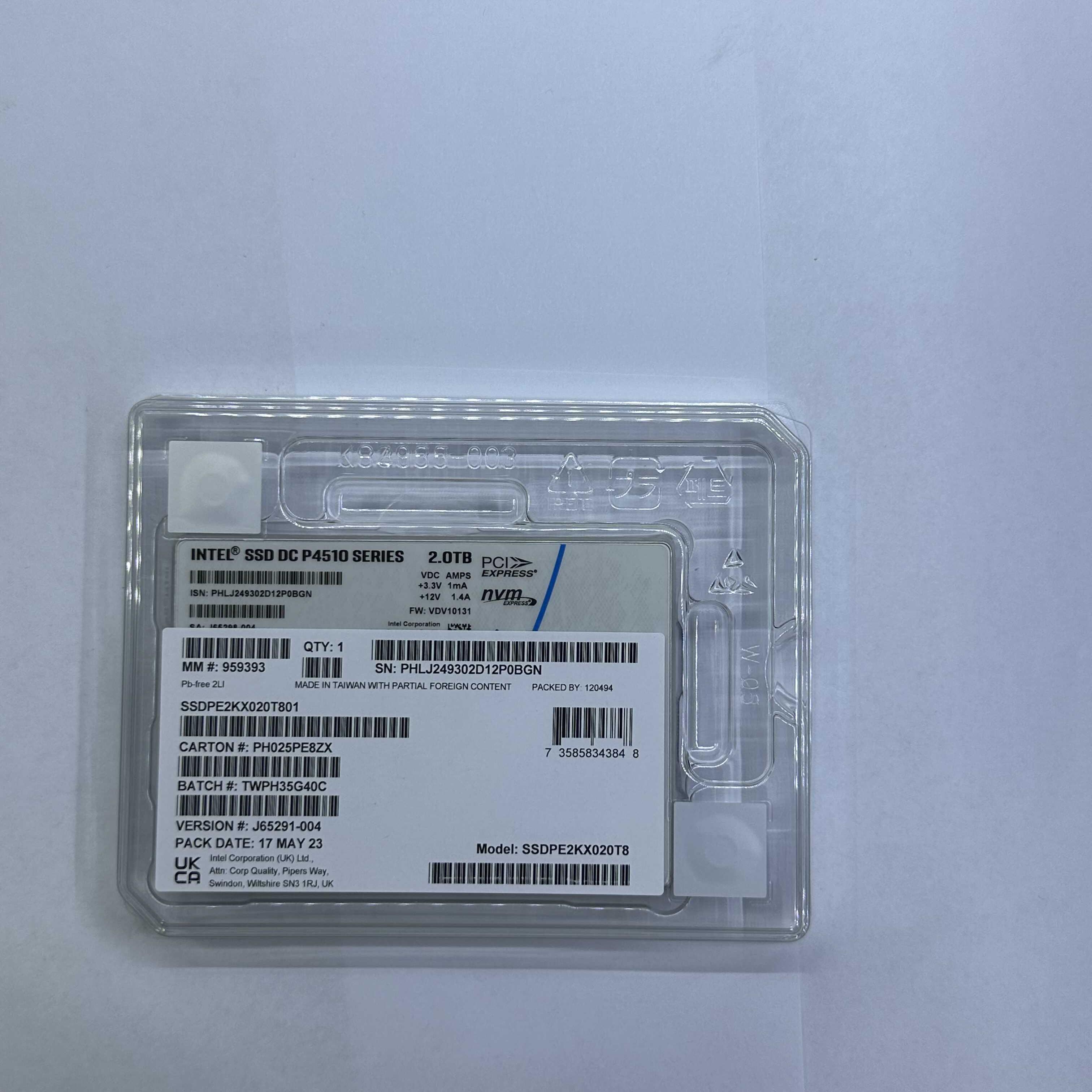 Intel/英特尔 P4510 2TU.2NVME企业级固态硬盘服务器SSD