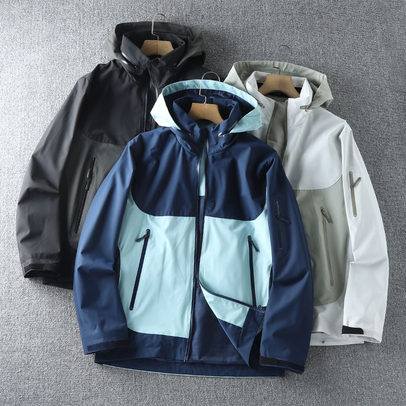茑系连帽春秋撞色防风防水男外套