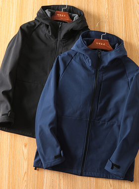 外贸尾货加绒加厚防水休闲宽松保暖连帽冲锋衣夹克外套男秋冬0967