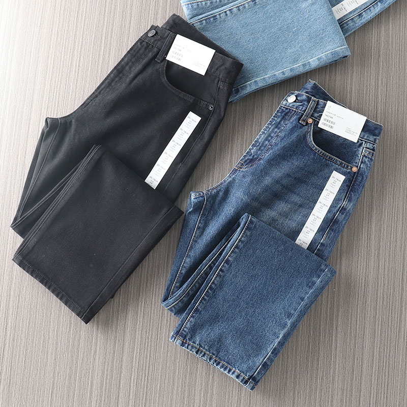 昊菲拉链长裤水洗春秋中腰牛仔裤