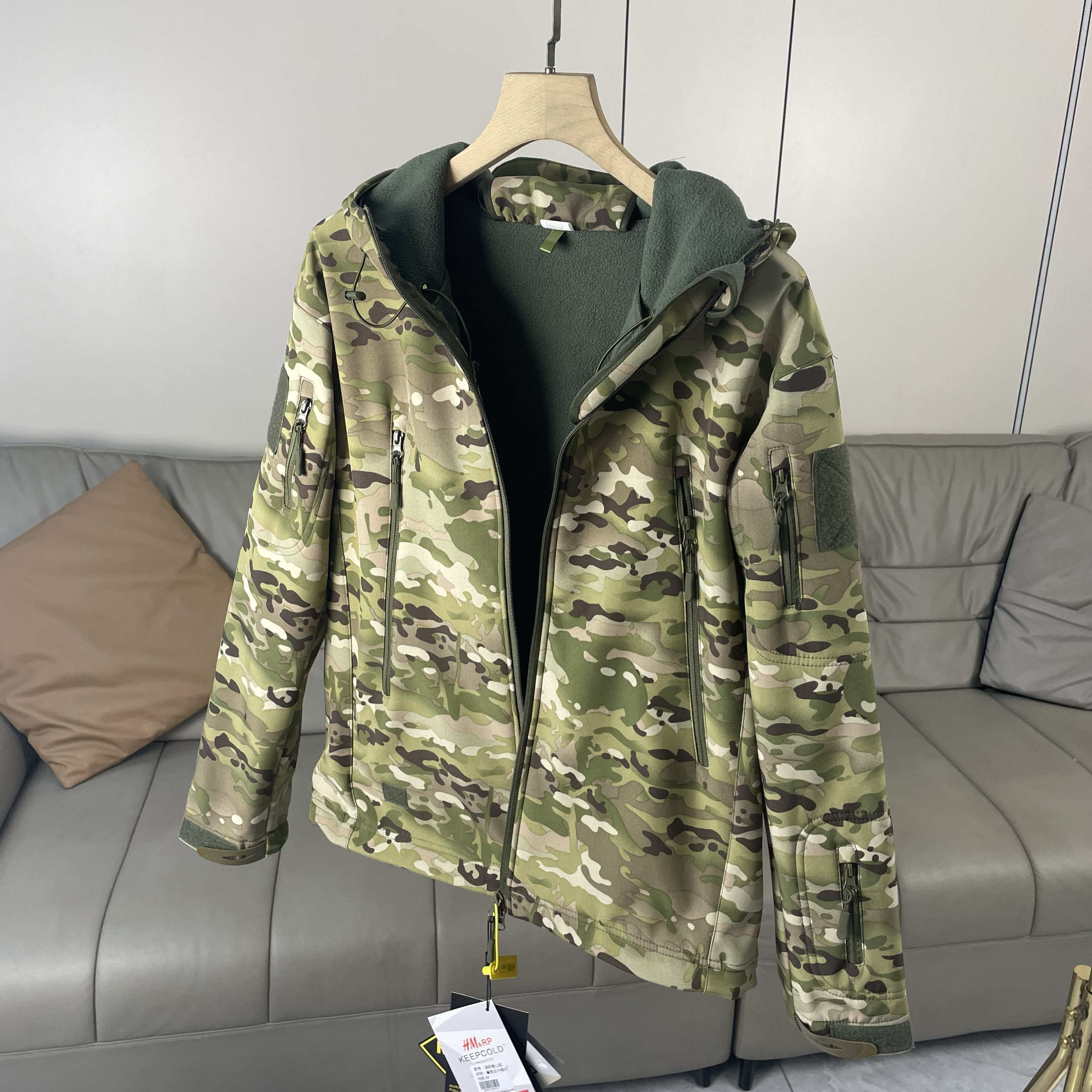 NIAOXI户外战术软壳衣！男士春秋加绒保暖冲锋衣防风连帽迷彩外套