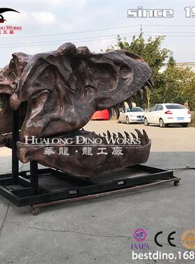 霸王龙头骨化石模型玻璃钢材质地质博物馆景区美陈引流研学模型