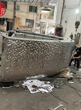 现代酒店不锈钢镜面水波纹吧台雕塑公司餐厅金属装饰前台摆件