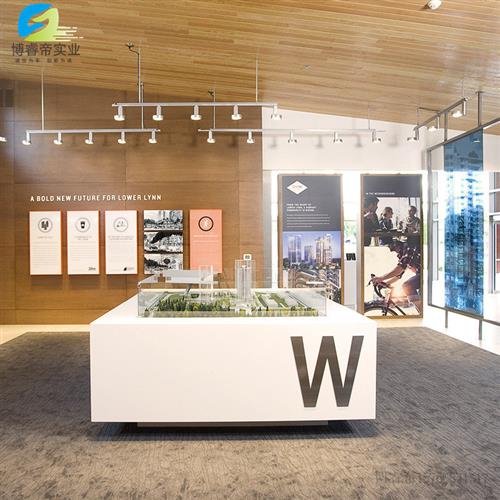 新中式售楼部接待洽谈区仿石RPR沙盘模型区规划展示区吧台售楼部