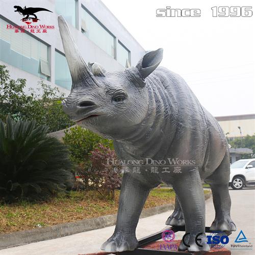 商场公园动物园仿真硅胶机械电动犀牛模型儿童互动美陈拍照产品.