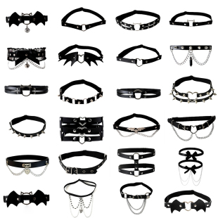 朋克jk腿环辣妹风吊袜带松紧带可调节大腿绑带腿饰脚环铃铛腿链