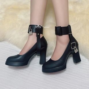 鞋 小众脚链女个性 扣 防掉绑带百搭腿环时尚 原创设计脚环带锁高跟鞋