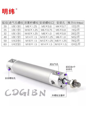 机械手上下引拔迷你气缸CDG1BN20-25/32*50/63-75X100/150/300Z