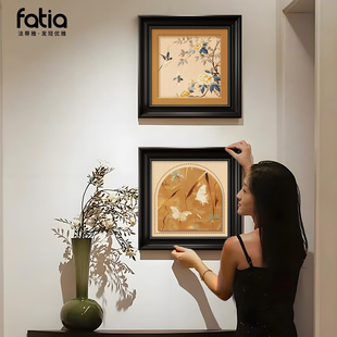 法式中古风挂画玄关柜装饰画2025新款复古油画餐厅组合壁画高级感