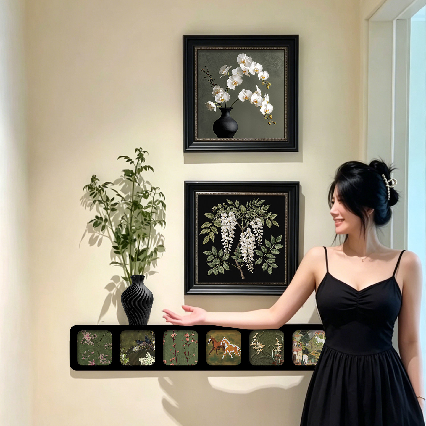 适合大白墙的挂画小众艺术组合画图片