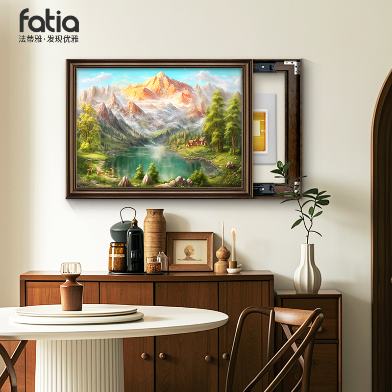 美式电表箱山水风景挂画可定制