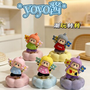 景德镇陶瓷转转yoyo酱卡通女孩创意转转摆件少女心卧室客厅装饰品
