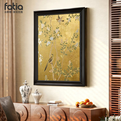 喜上眉梢中古风玄关油画挂画