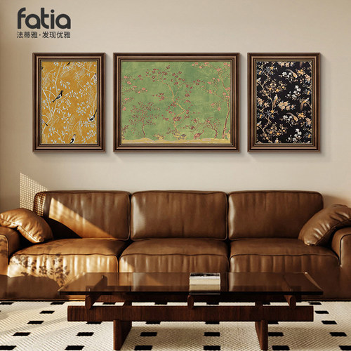 美式客厅挂画花卉三联壁画