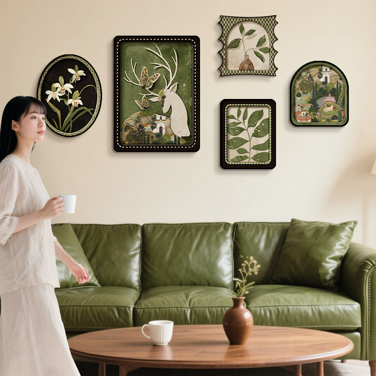 法式中古风客厅装饰画复沙