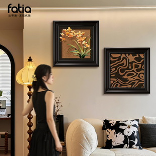 中古风玄关挂画2025新款花卉复古油画走廊过道壁画客厅装饰画高档