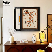 柿柿如意电表箱装饰画2025新款中古风竖版配电箱遮挡盒挂画免打孔