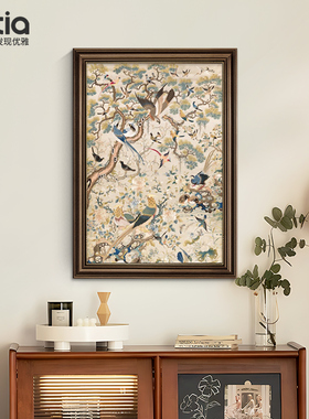 法式玄关装饰画中古风入户走廊过道壁画复古艺术新中式背景墙挂画