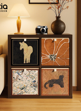 卡莱克格子柜钢制书柜落地置物架儿童收纳储物矮柜子靠墙八格书架