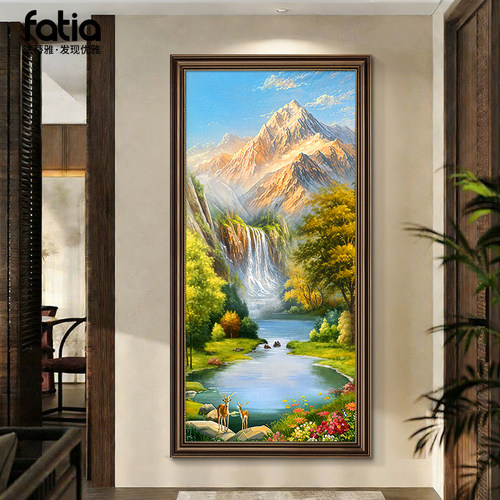 山水风景玄关装饰画美式