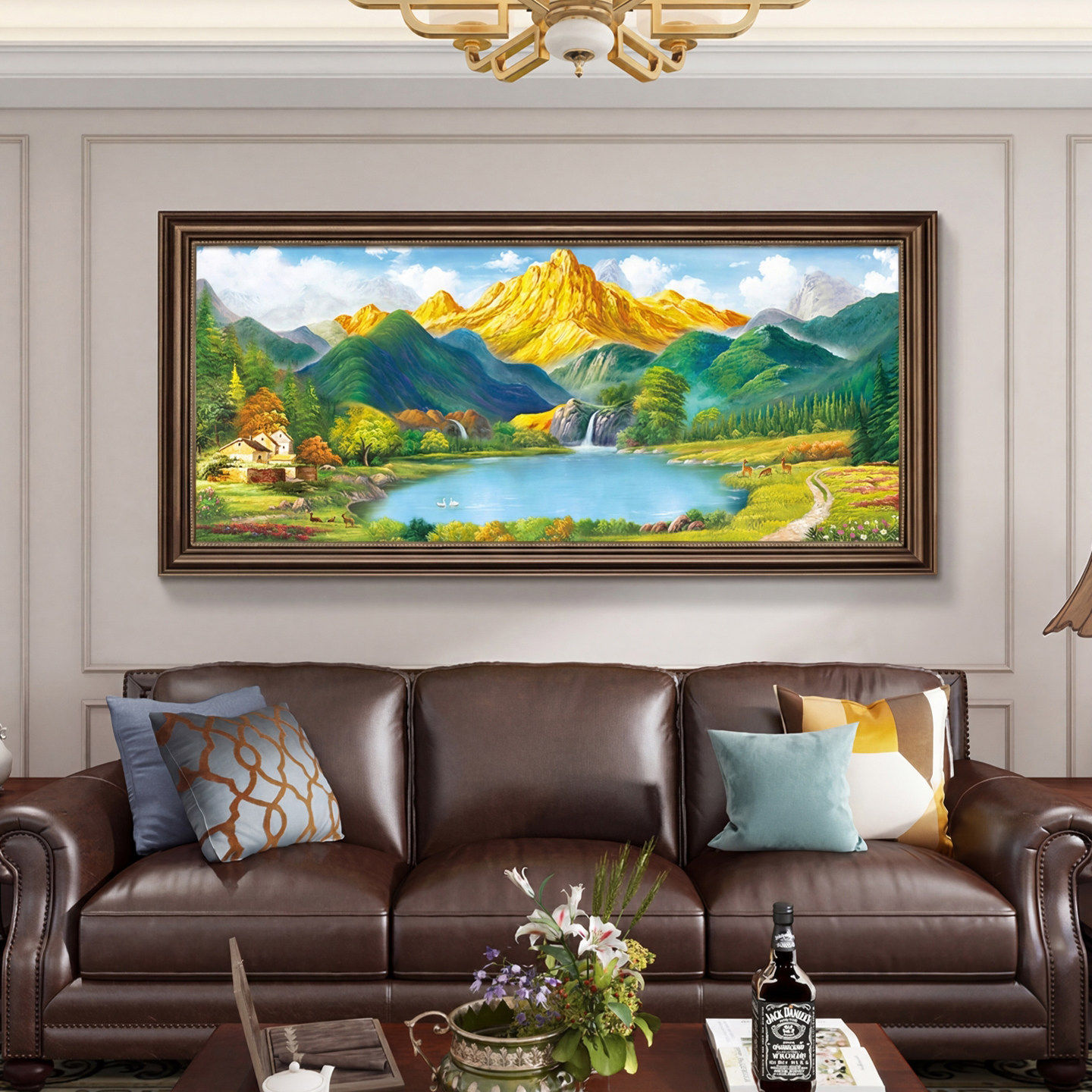 2026年新款大树风景客厅装饰画欧美式简约发财树办公室小鹿挂画