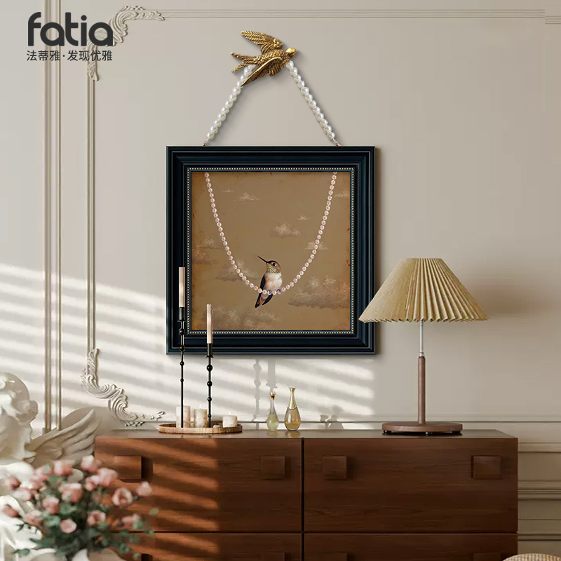 中古风复古玄关矮柜卧室挂画美式