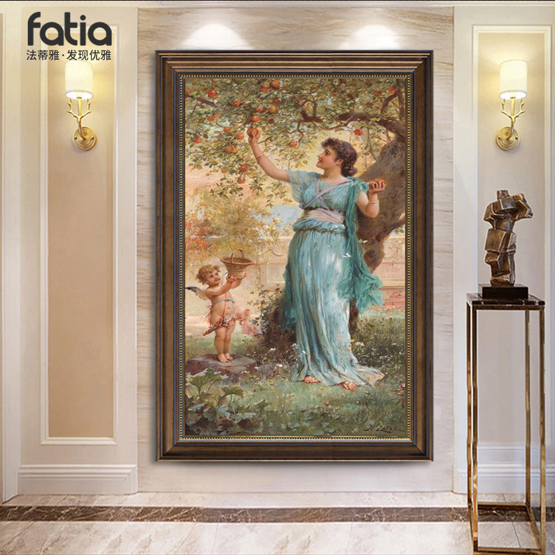 欧式油画装饰画人物挂画小众世界名画玄关走廊过道壁画丘比特天使