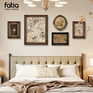 中古风卧室床头挂画客厅装饰画沙发背景墙油画宋式美学壁画高级感