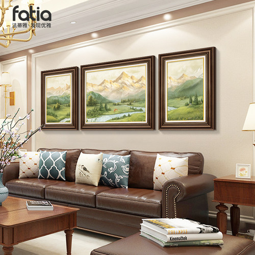 背有靠山客厅装饰画手绘高档大气