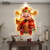 饰画 财神爷挂画 画入户正对门玄关装 画五福临门客厅寓意好高级感