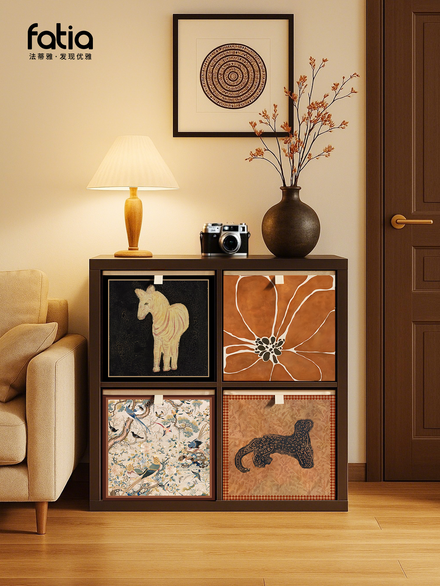 卡莱克格子柜钢制书柜落地置物架儿童收纳储物矮柜子靠墙八格书架