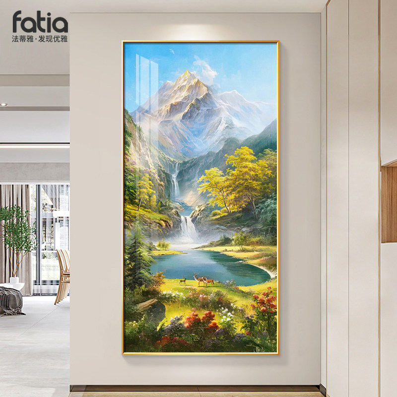 现代简约入户玄关装饰画 画聚宝盆山水风景油画 画走廊过道挂画,家居饰品,现代装饰画,淘宝优惠券,粉丝福利购,淘宝优惠卷