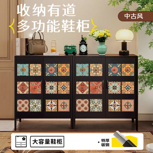 家用钢制置物收纳柜子卧室阳台客厅多层大容量复古储物斗柜置物柜