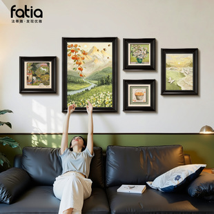 日照金山客厅装饰画中古风沙发背景墙挂画宋氏美学壁画法式复古画