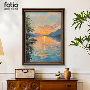 日出东方玄关装饰画2026新款手绘油画走廊过道挂画风景壁画高级感