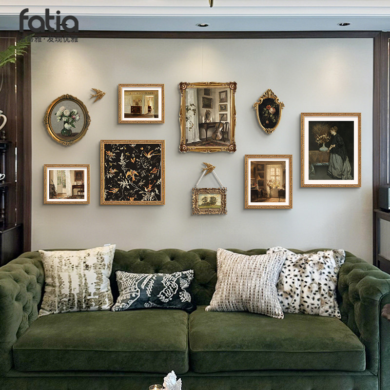 法式中古风客厅装饰画沙发背景墙挂画餐厅斗柜组合壁画轻奢高级感,家居饰品,现代装饰画,淘宝优惠券,粉丝福利购,淘宝优惠卷