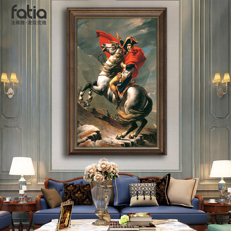拿破仑油画美式世界名画玄关装饰画欧式人物办公室复古背景墙壁画图片