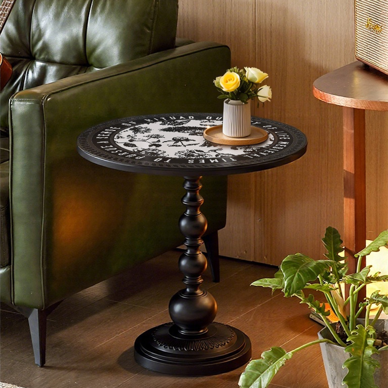 中古风小茶几法式覆古创意客厅边几沙发圆桌边柜轻奢床头柜小角几