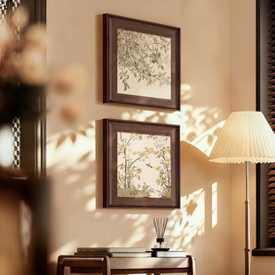 柿柿如意中古风装饰画法式复古画玄关正对门餐厅卧室挂画高级感