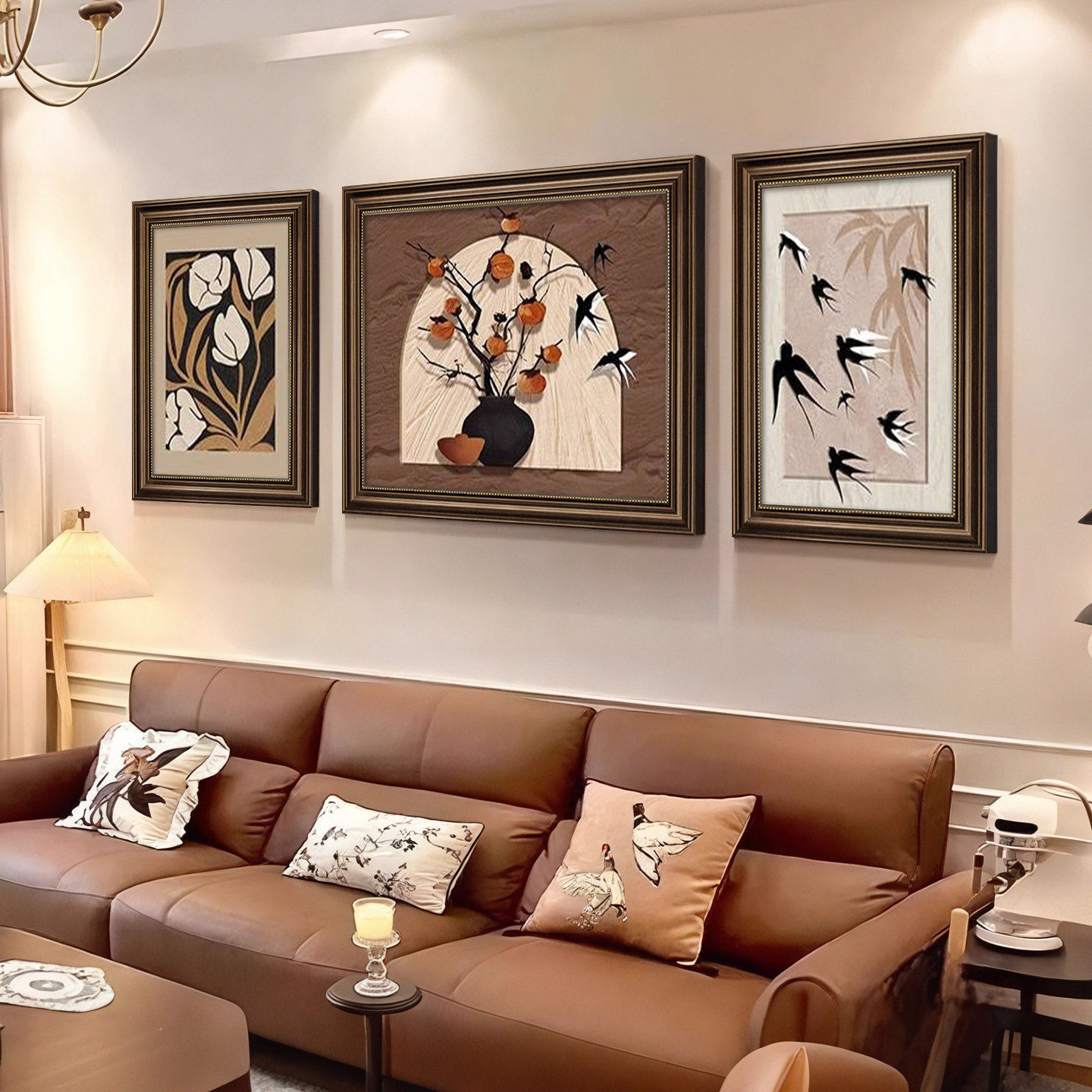 柿柿如意客厅中古风装饰画复古艺术沙发背景墙挂画高级感新款壁画,家居饰品,现代装饰画,淘宝优惠券,粉丝福利购,淘宝优惠卷