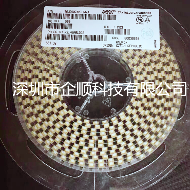 钽电容107C 100uF 16V D型 10% 贴片7343 TAJD107K016RNJ原装正品