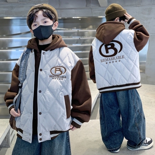 男童棉袄儿童装男孩帅加厚上衣棉衣外套中大款秋装潮牌酷卫衣风衣