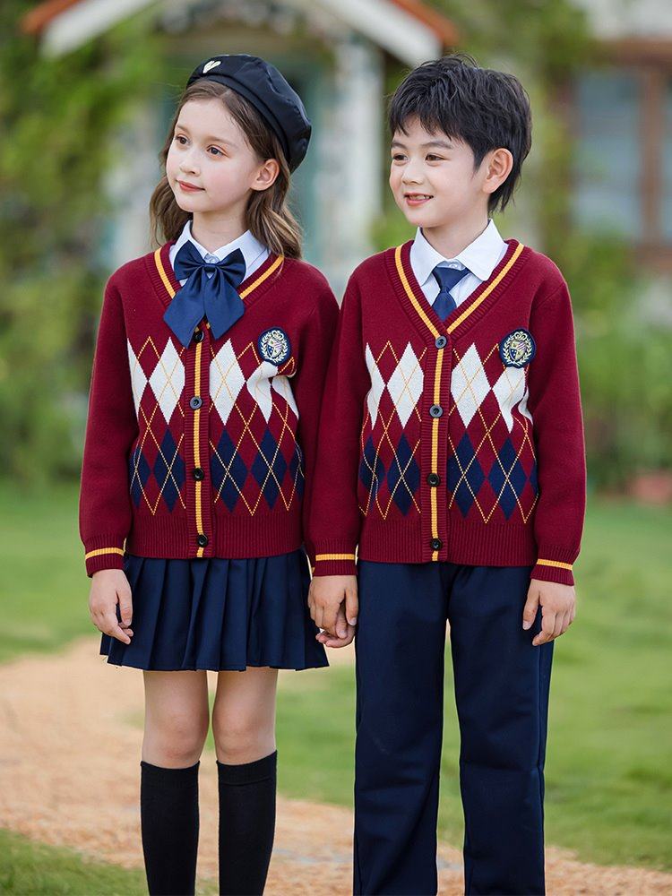 背心统一幼儿园园服新款长裤毛线学院制服演出服一年级百搭运动会