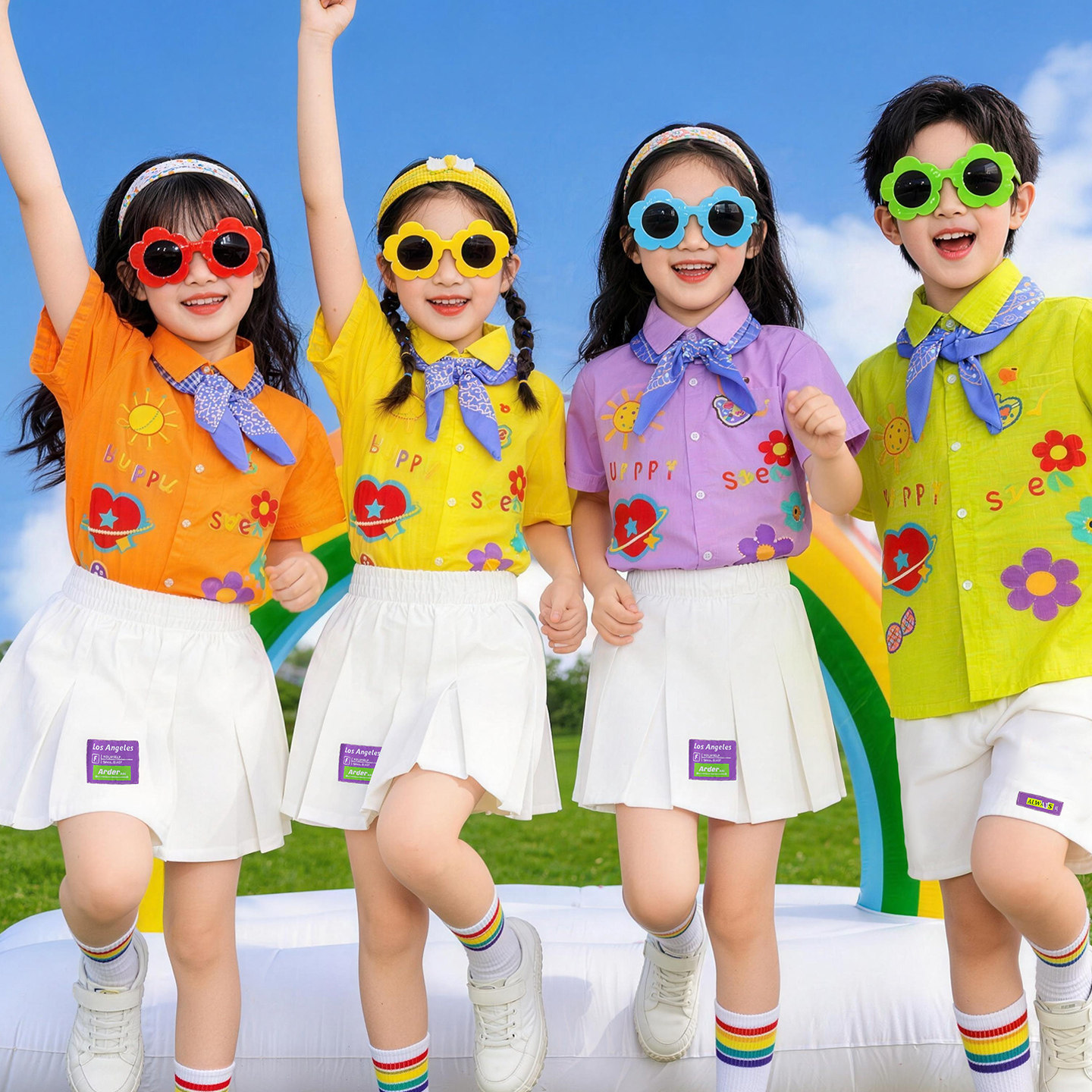 合唱演出服儿童舞蹈表演多巴胺班服幼儿园潮服夏季大班比赛篮球服